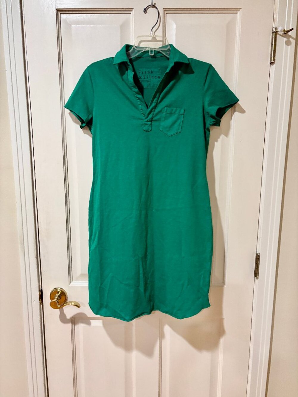 NWOT Frank & Eileen Emerald Green Polo Lauren with Chest Pocket Dress S